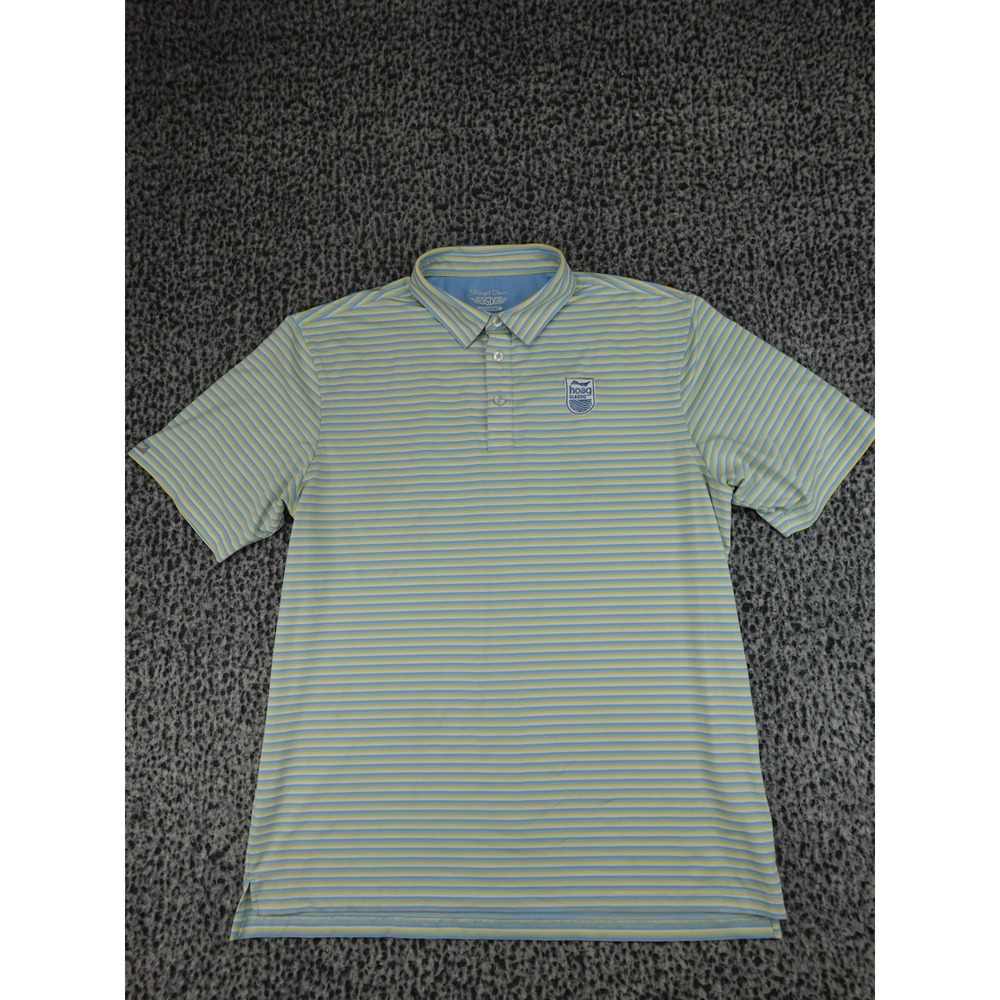 Straight Down Polo Shirt Mens XL Blue Yellow Striped Hoag Classic Golf Top